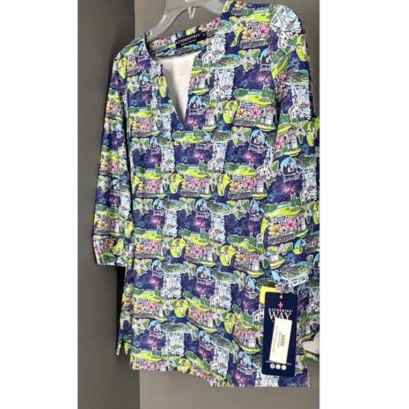 NWT Katherine Way Women's Multicolor Boca Tunic Top - Picture 2 of 8